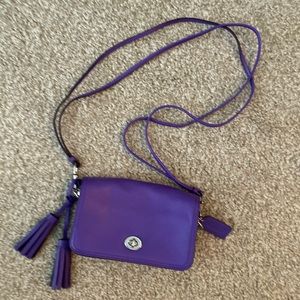 Purple cross body classic coach purse